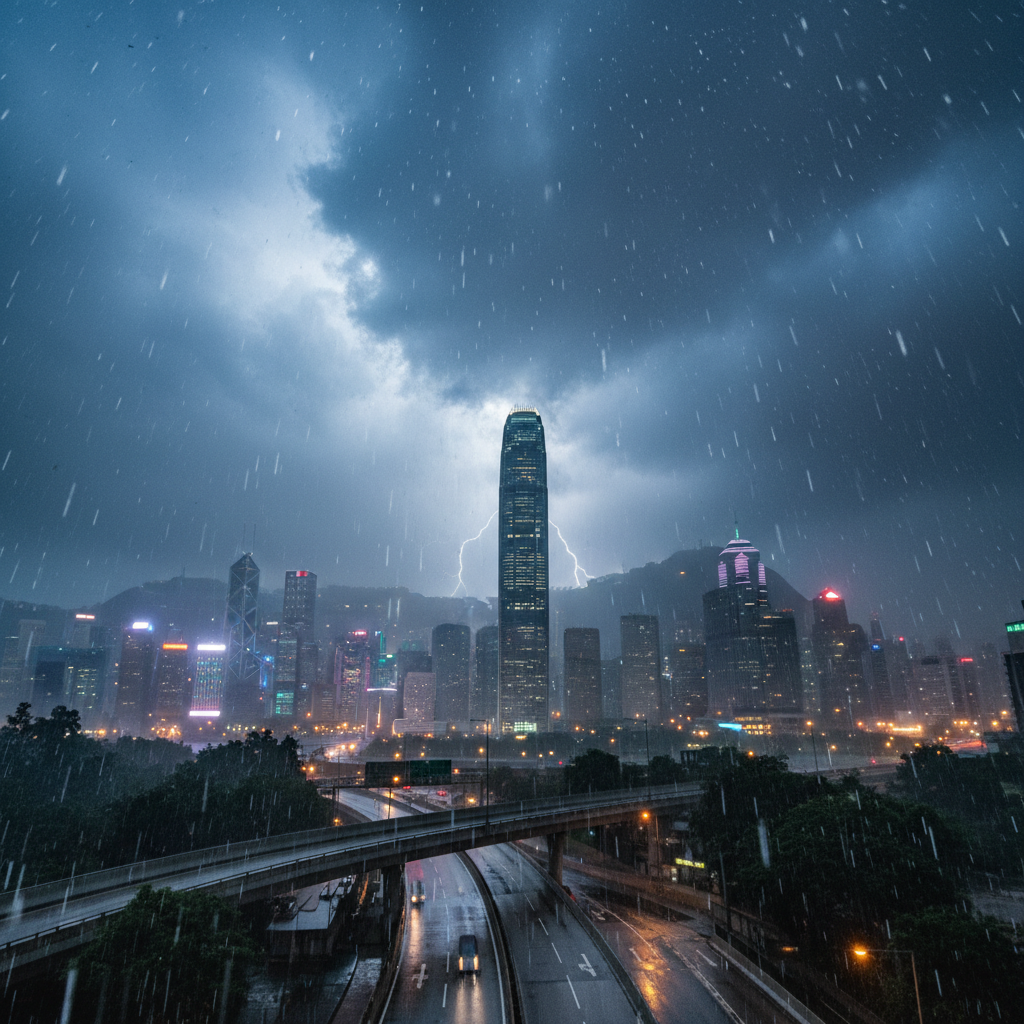 香港をゲリラ豪雨と雹が襲撃、気象台が警戒を呼びかけ