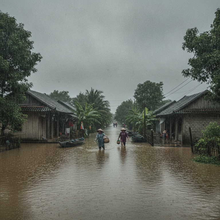ベトナム北部を襲う集中豪雨、鉄砲水・土砂崩れに警戒